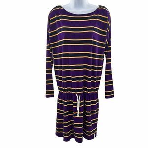 Ralph Lauren Purple Striped Long Sleeve Dress XL